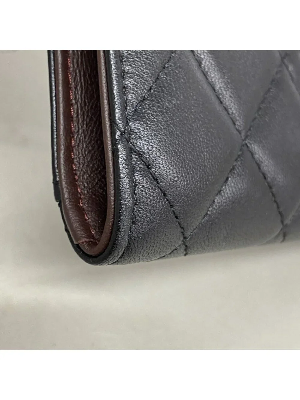 Chanel Coin Purse Quilted Lambskin Black Silver